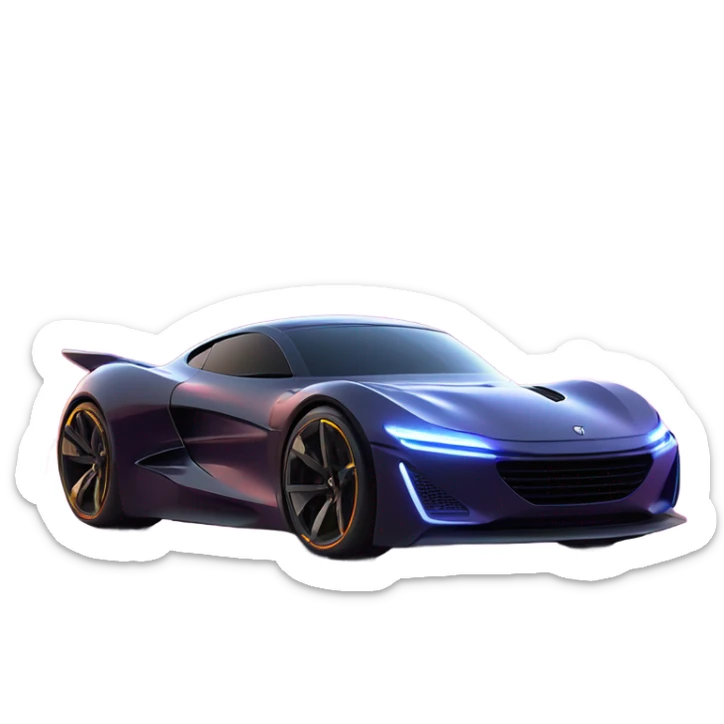 A futuristic sports car on a modern road, with lightning and energy all around, symbolizing innovation.
 sticker