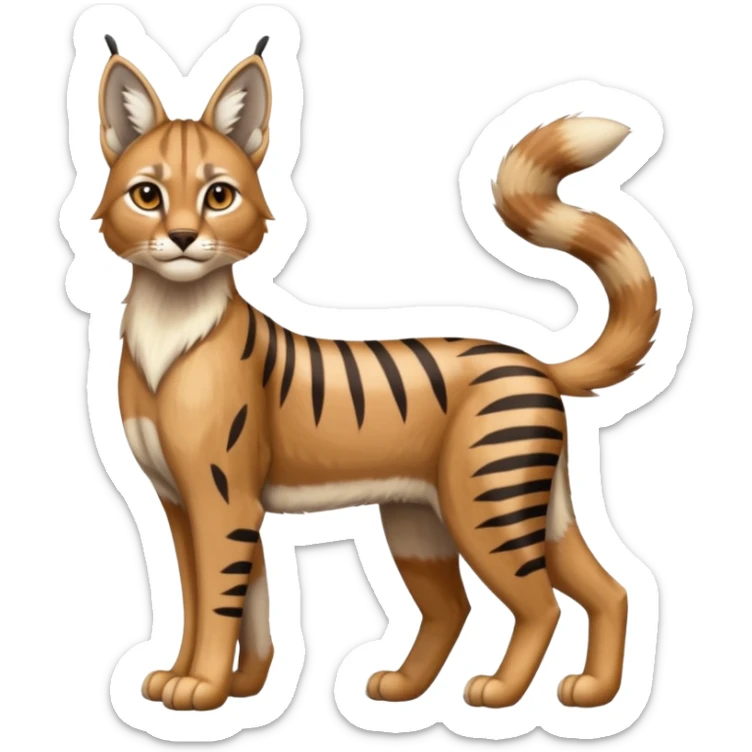 Striped and spotted Lynx-Caracal-Fakemon-hybrid full body sticker