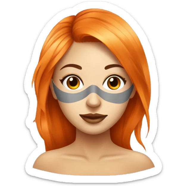 Tan skinned girl with orange hair with face mask spa beauty full face relaxing sticker