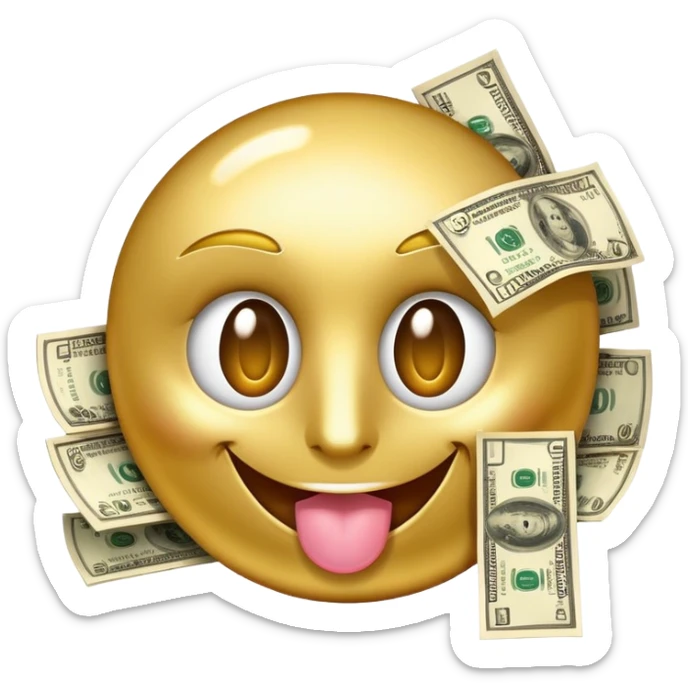money sign eye happy face emoji with tongue out with money    sticker