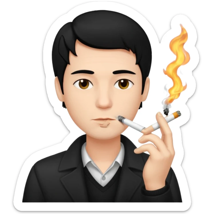 Has una persona fumando, Que tenga pelo negro  y sea hombre  sticker