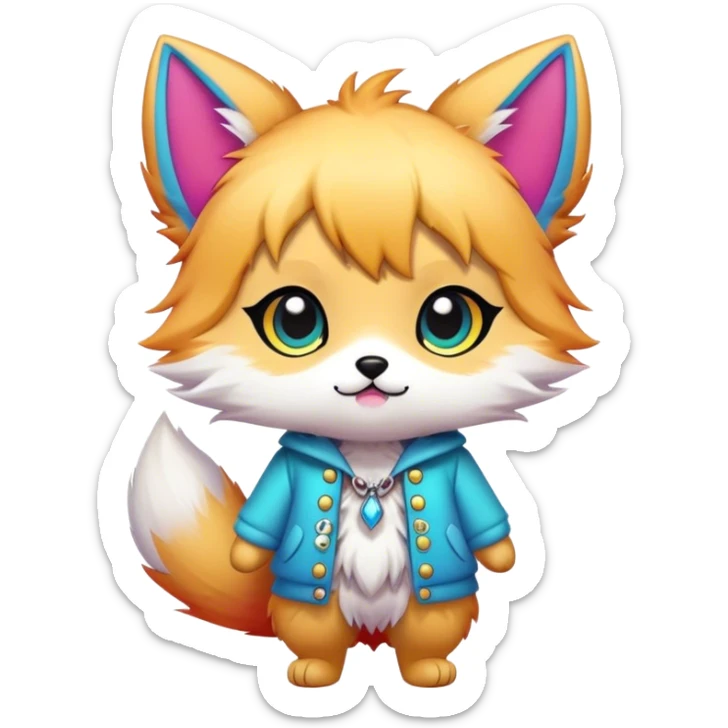  High quality Cute Cool Kawaii edgy Pretty Chibi Fur-Sona Colorful Fakemon Full Body sticker