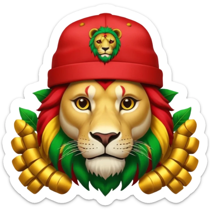 Create a power station with a rasta cap on with red gold green grafite of a lion and skulls with Fred the fossibot written on it sticker
