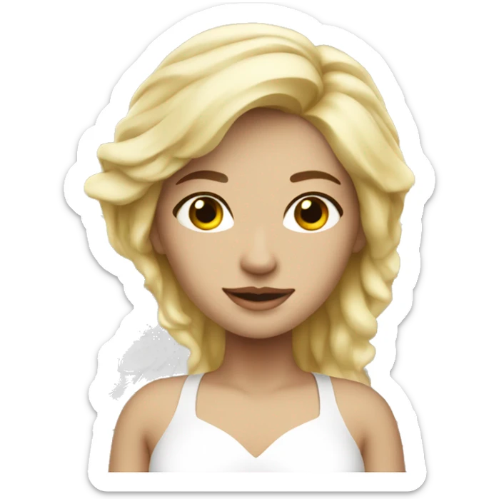 Woman with blonde hair in white dress and white wings-angel sticker