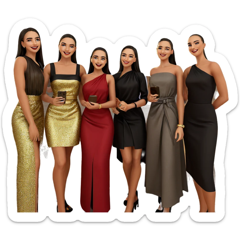 smiling girls in elegant attire sticker