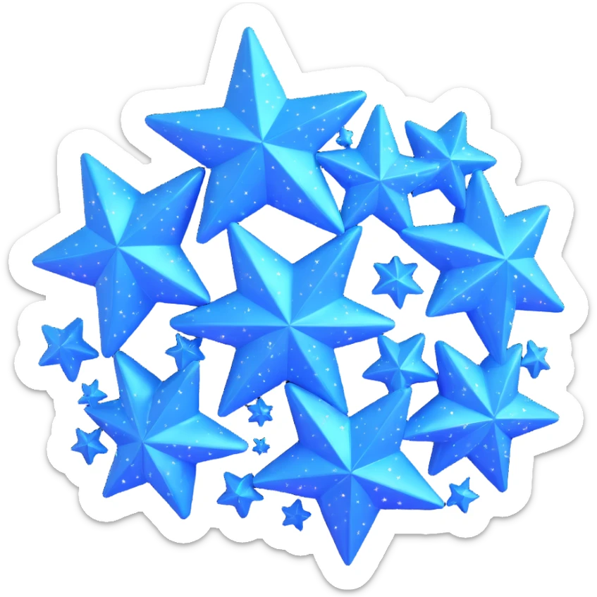 shiny blue cluster of stars and sparkles, radiant and luminous, with shimmering effects sticker