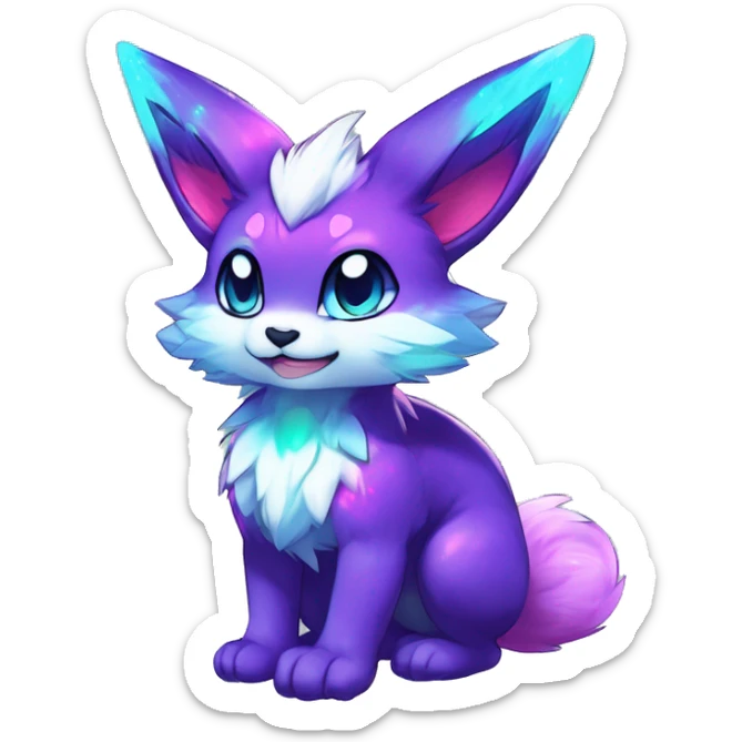 Anthro Fluffy Cool Cute Magical Elemental Shiny Colorful Neon Vibrant Colors Sparkle Kemono-style Chibi Fantasy-Animal-Fakémon-Pokémon-Hybrid Fur Sona Aesthetic Full Body sticker