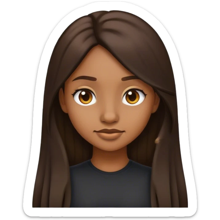 light brown skin girl with dark brown long hair emoji nose shoulder shot sticker