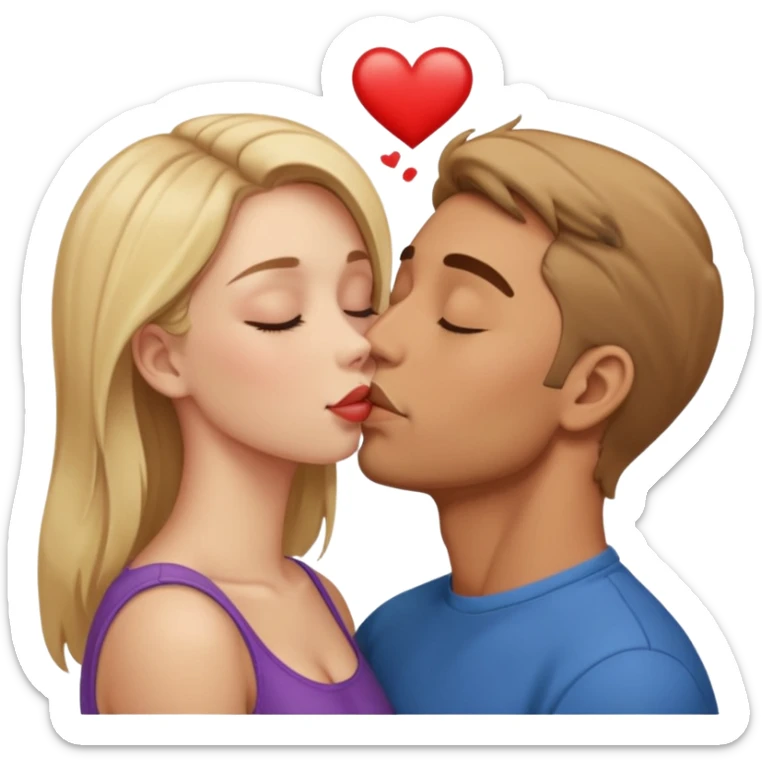 Completely nude man kissing completely nude woman with her eyes closed sticker