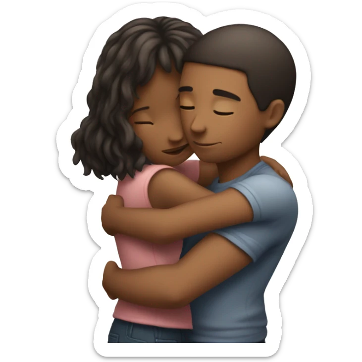 Hugging a short girl who is a boy with full power in love with a girl sticker