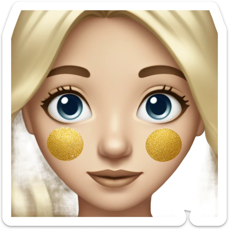 White Skin care on white freackles skin of a brunett blue eyes girl using Gold gel patches under eyes sticker