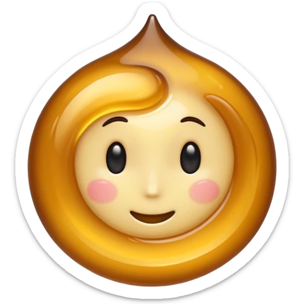 small swirl of pale golden syrup, glossy and thick, no face, no jar or extras, soft lighting, subtle shadows, emoji scale sticker