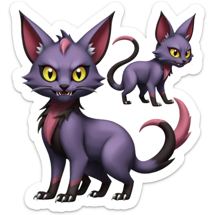 dark edgy dull pointy edgy Noivern-Noibat-Purloin-Torracat-Lykoi-Caracal-cat-Fakemon-fusion-hybrid-creature sticker