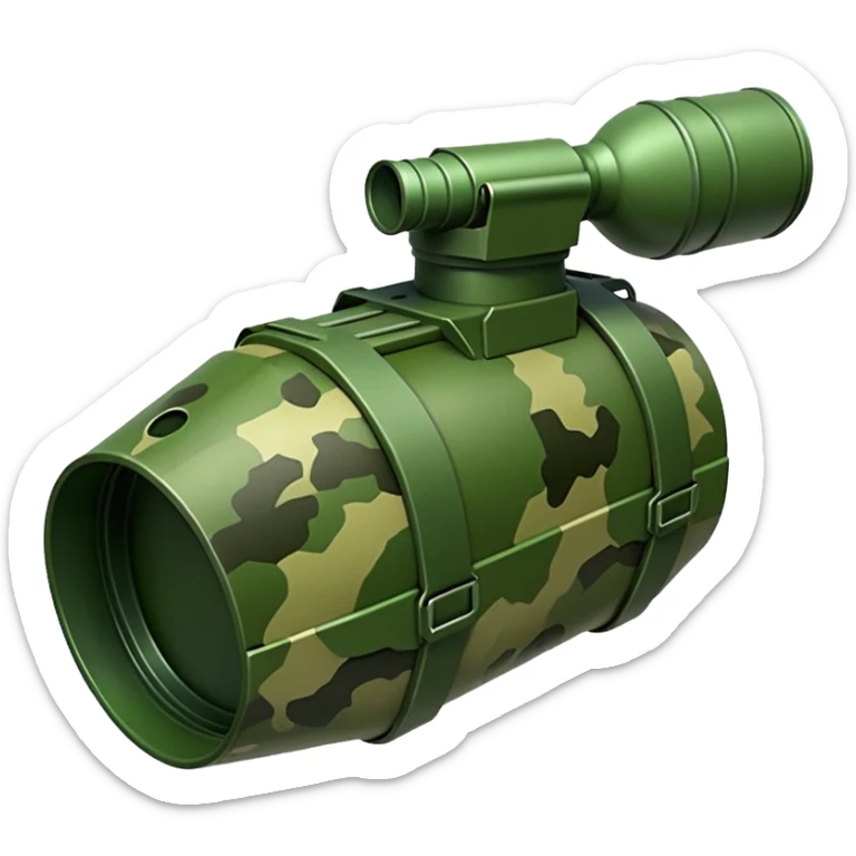 generate a realistic green elongated anti-tank mine that can be carried by a drone sticker