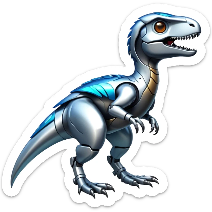 Shiny Futuristic Metallic Glossy Fakemon-Pokemon-Digimon-Spectrobes-Raptor-fusion, full body sticker