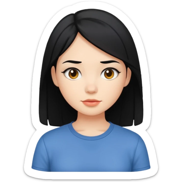 girl with black hair in class, casual shirt top sticker