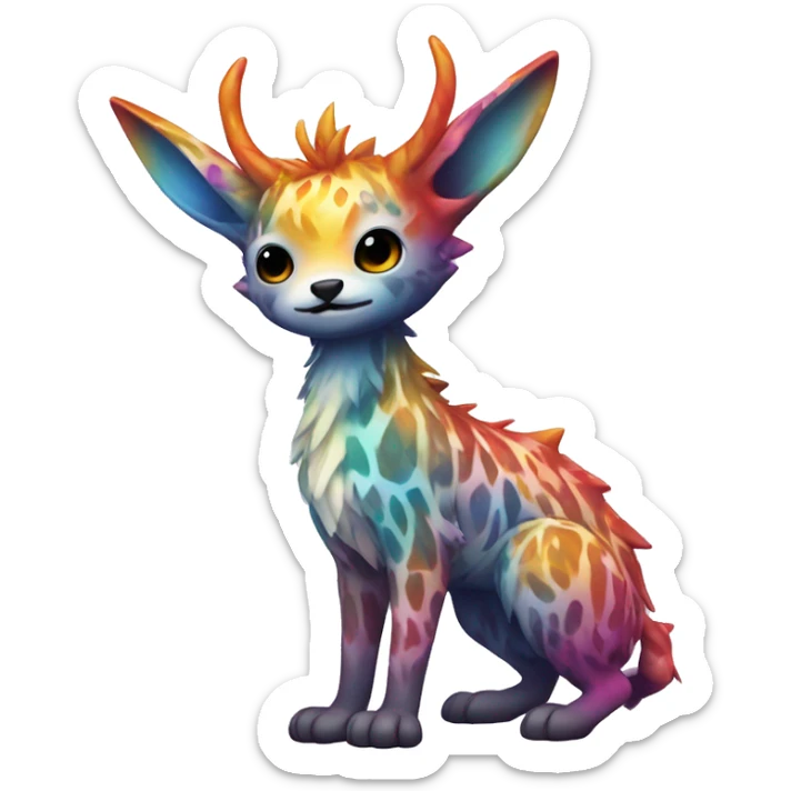 a colorful edgy cute kawaii vernid-fionbri with splash patterns full body sticker