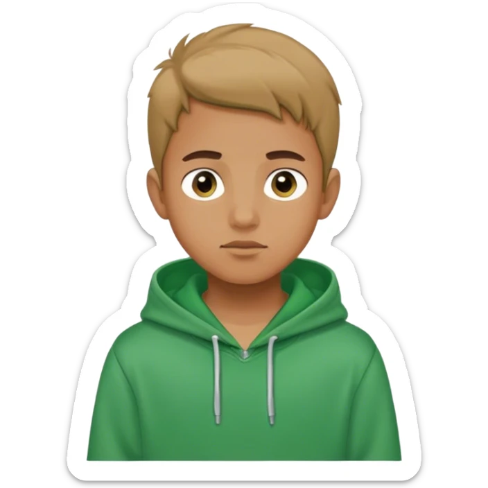 portrait of a boy in green hoodie sticker