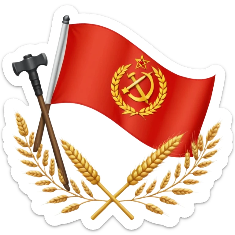 The flag of East Germany (the German Democratic Republic or GDR) consisted of the traditional German black, red, and gold horizontal tricolor, distinguished by a central emblem of a Centered in the red band, the national emblem featured a hammer, a compass, wreath of wheat. sticker