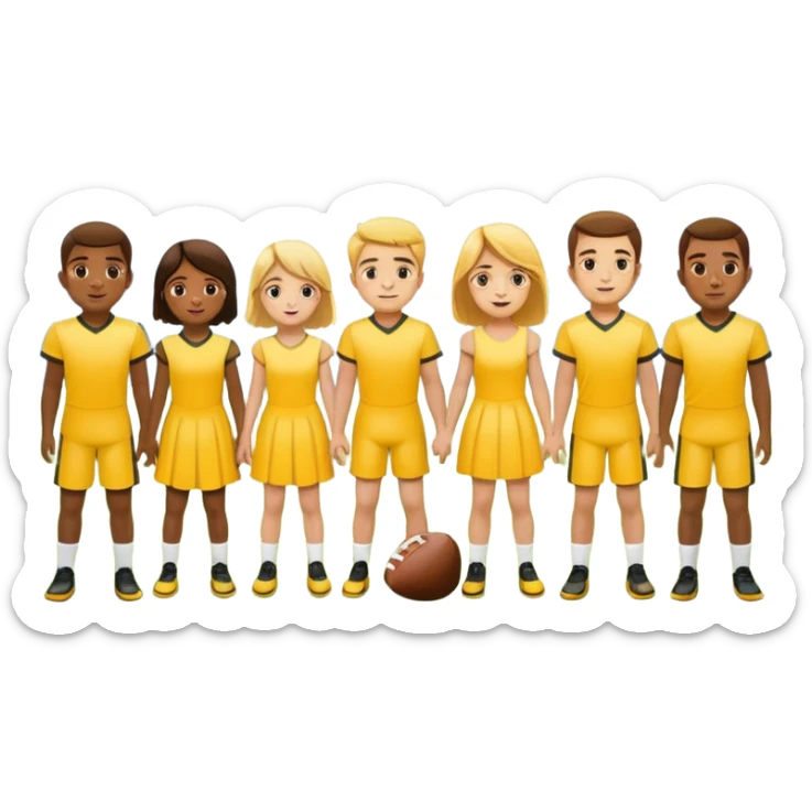 football team mens  kids in yellow dress sticker