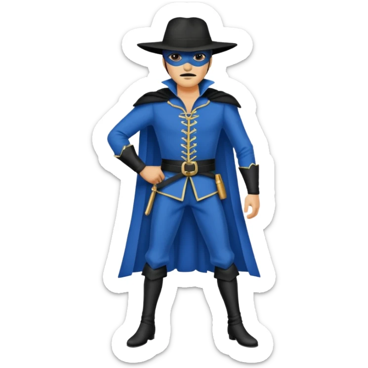 Zorro animal  quítale la máscara y pon en cuerpo completo alto y flaco con ropa azul  sticker
