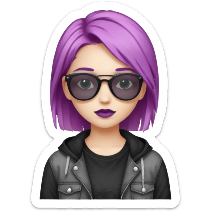 stylish teen girl wearing shades and dyed her hair, grunge outfit sticker