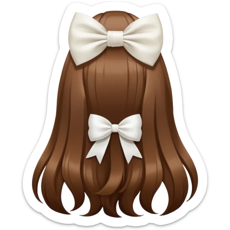 Brown long hairs with white bow from the back sticker