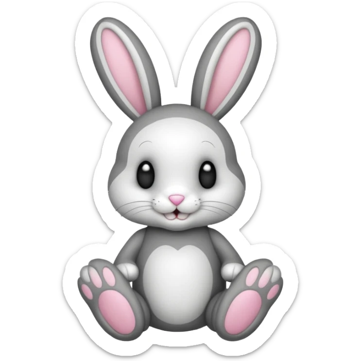 Emoji pour twitch d'une peluche lapin squelette noir faisant signe de la patte avec le texte:"Hi !" sticker