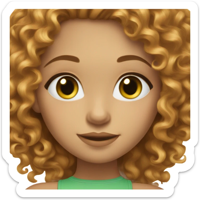 lightskin girl with honey brown curly hair wit green eyes with lashes sticker