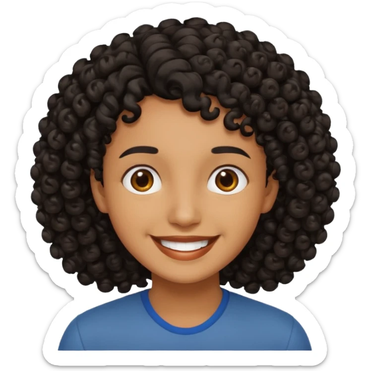 fat person emoji but make him brown skin and curly black hair sticker