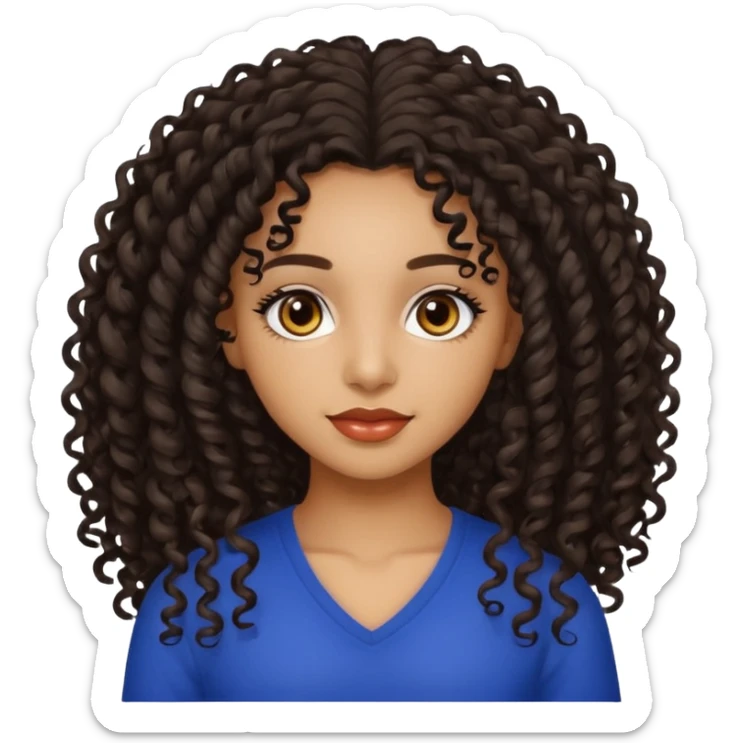 Beautiful Haitian and Puerto Rican girl with light brown skin and long black length very curly hair and beautiful hazel eyes sticker