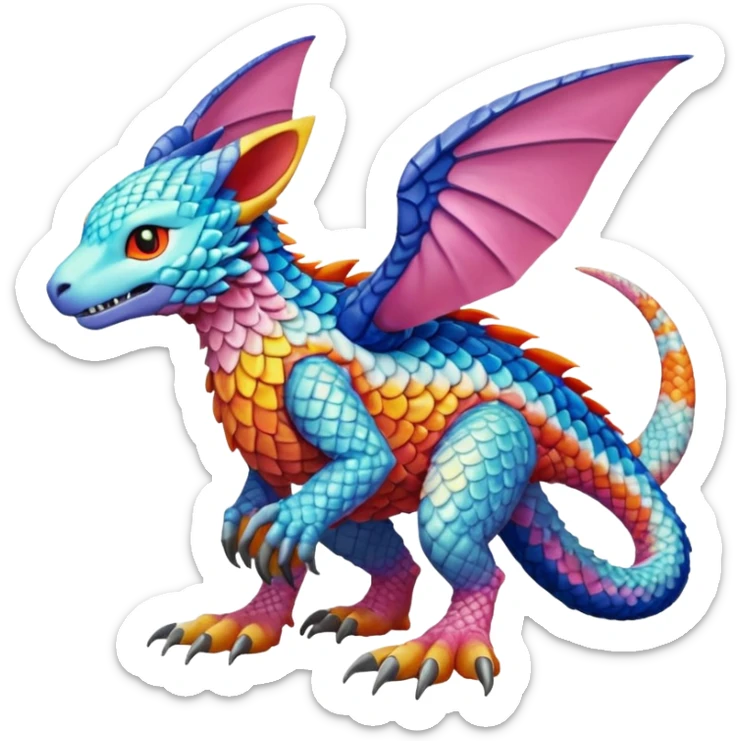 colorful Fakémon-Digimon-Fionbri-Trico-creature (full body) sticker