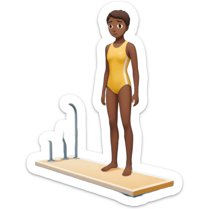 A person standing at the edge of a diving board, looking nervous. Below them is a pool of water labeled “Confidence.” Instead of hesitating, they count 5-4-3-2-1 and jump in, representing taking action despite fear.  sticker