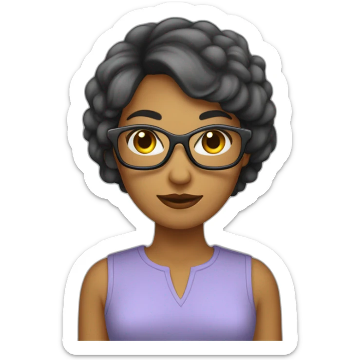 Femme au cheveux coupe au carré, avec lunettes carré sticker