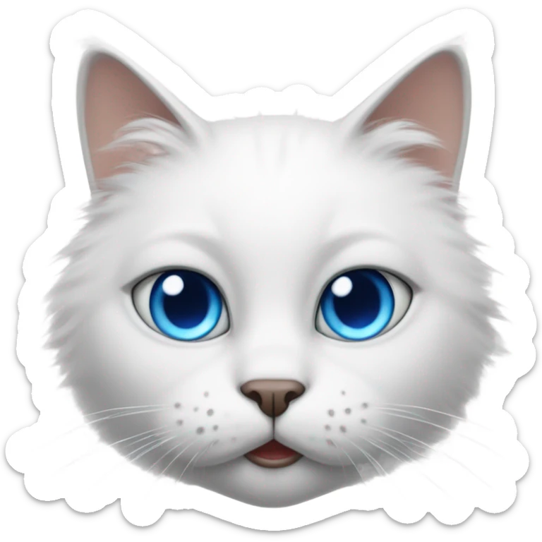 White cat with blue eyes with a fur at the nose and mouth arena sticker