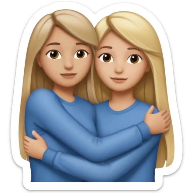 dark blonde girl with highlights and blowout hugging blonde girl with straight hair sticker