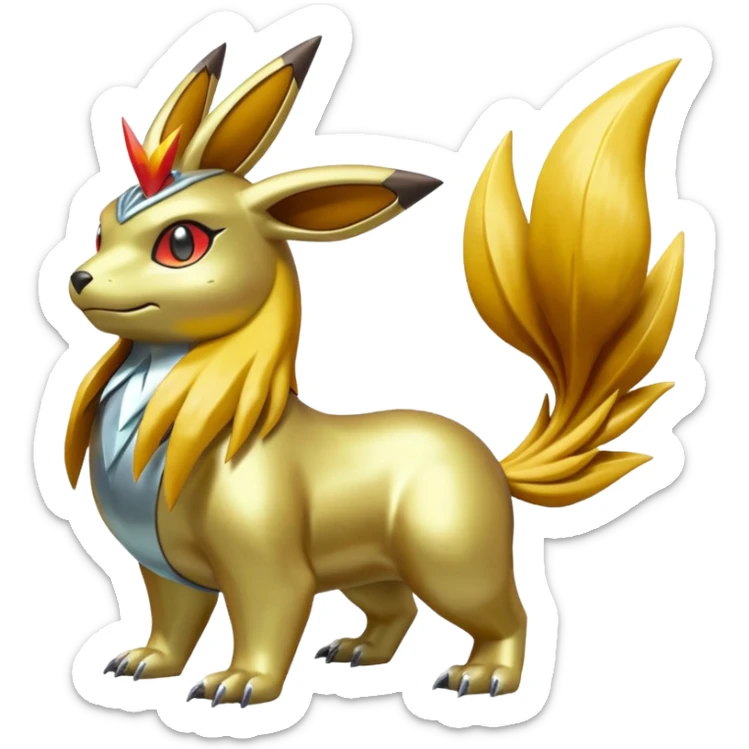 Shiny Alloy Chikorita-Victini-Raikou-Entei-Fakémon-hybrid (full body) sticker