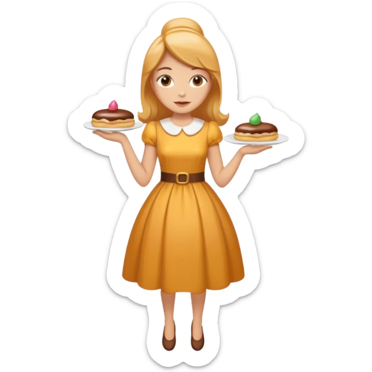Create a Fusion of Butterscotch éclair snd female woman sre combine into new object sticker