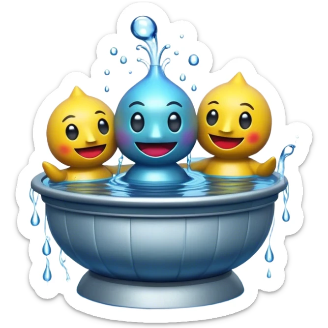 Cinematic Realistic Water Puppetry Pop Culture Emoji, depicted as a whimsical scene of traditional water puppetry rendered with dynamic textures and playful lighting. sticker