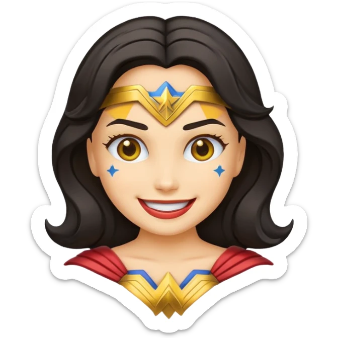 create a yellow emoji of wonder woman. style old emoji sticker