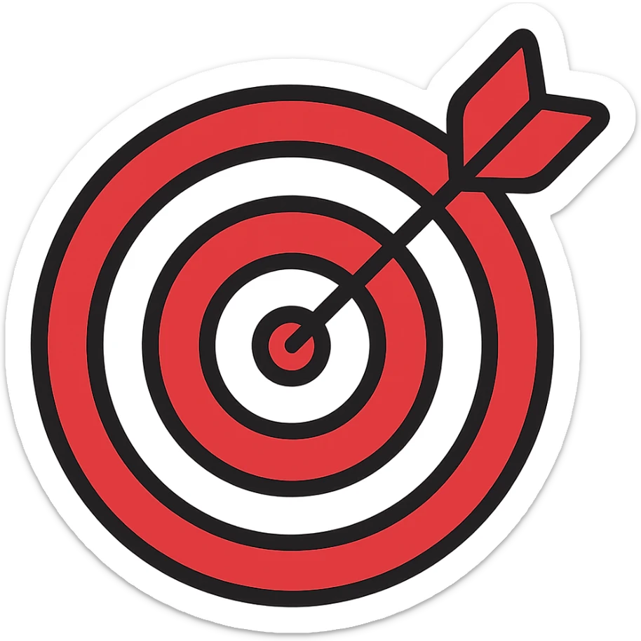 Add a dart in the bullseye of the target. Keep the style consistent with the original image and maintain the transparent background. sticker