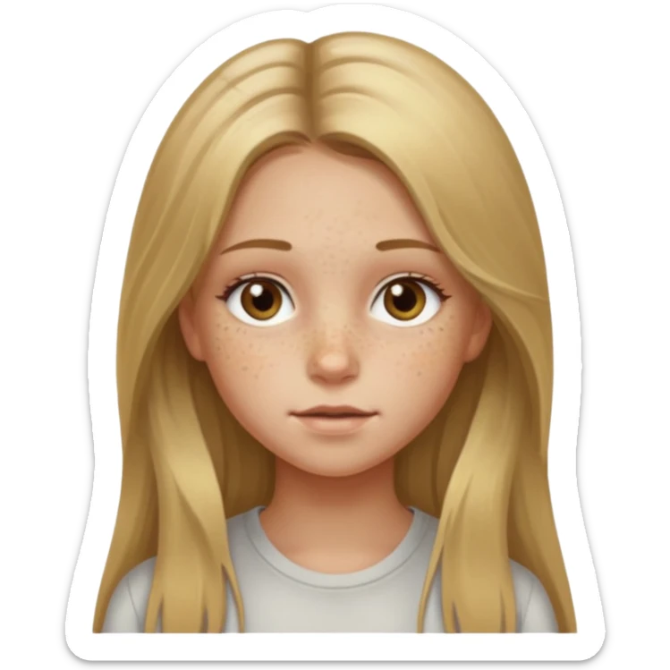 A young girl with long dirty blonde hair and hazel eyes sticker