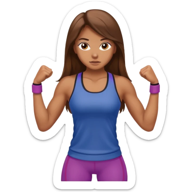Gym girl tan skin and brown long hair  sticker