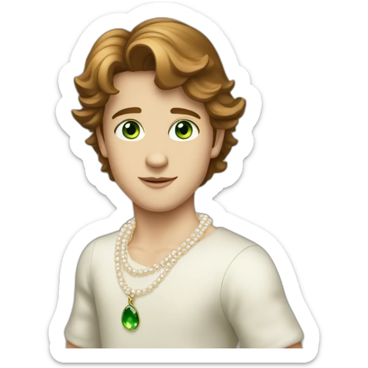 Posh-boy-with-pearl-necklace-and-green-eyes-and-brown-hair sticker
