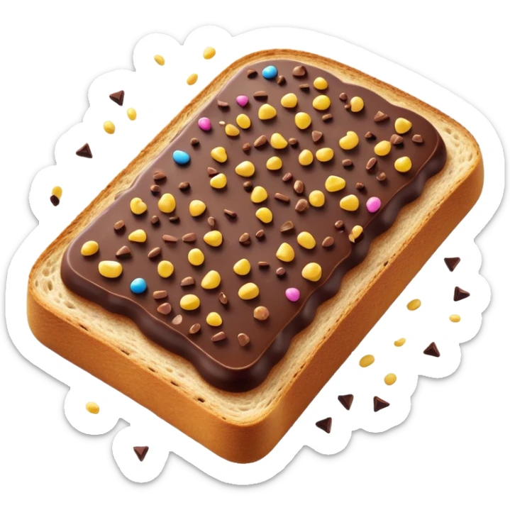 hagelslag-cinematic-realistic-hagelslag-treat-emoji,-depicted-as-crunchy-chocolate-sprinkles-scattered-on-a-slice-of-buttered-bread,-rendered-with-vivid-textures-and-playful,-inviting-lighting. sticker