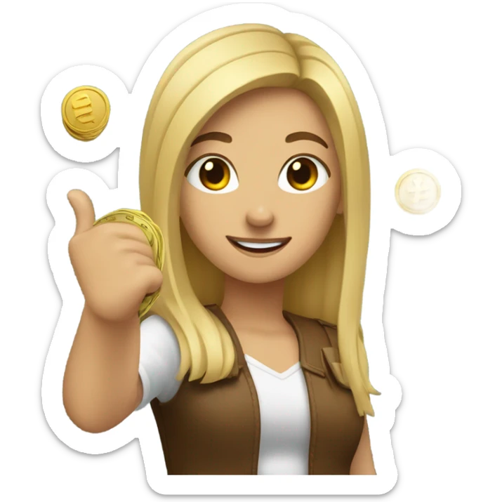 girl with blond money pieces and brown hair giving thumbs up emoji  sticker