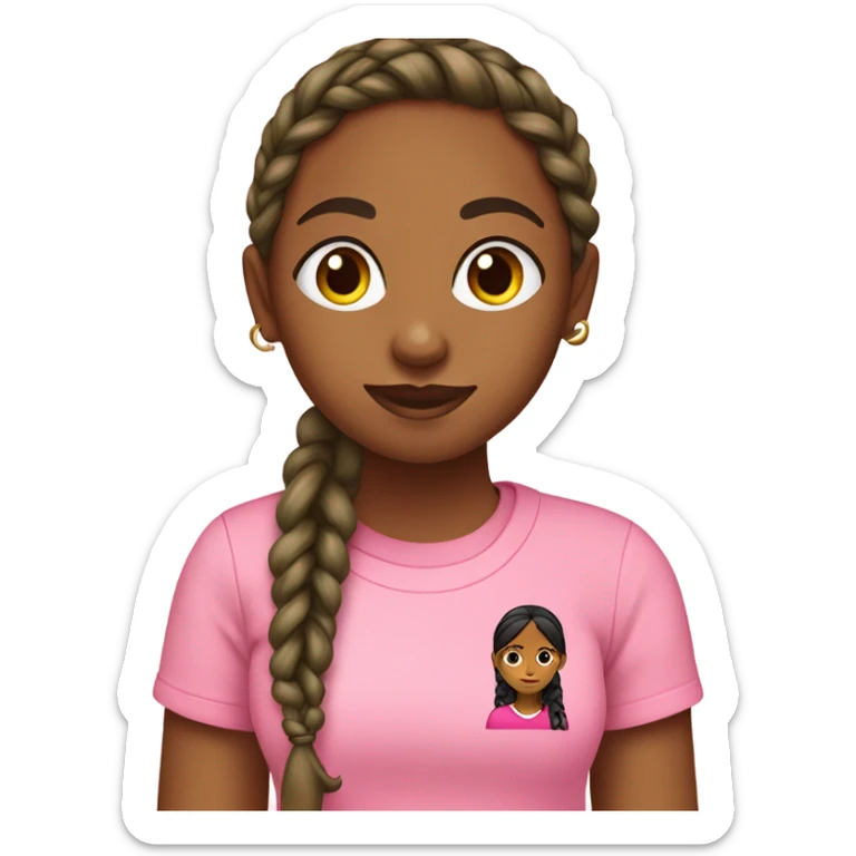 Brown girl with braids wearing pink and green  “AKA” t shirt  sticker