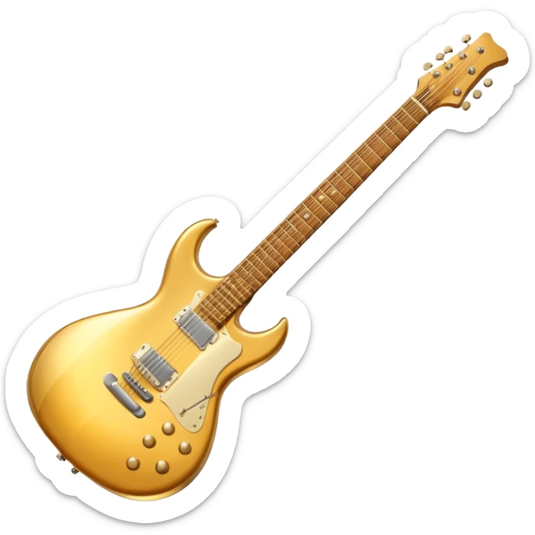 cinematic-realistic-guitar,-polished-metal,-warm-golden-reflections-dancing-along-its-surface,-soft-hands-carefully-positioned-over-the-keys,-glowing-with-an-elegant-and-airy-charm. sticker