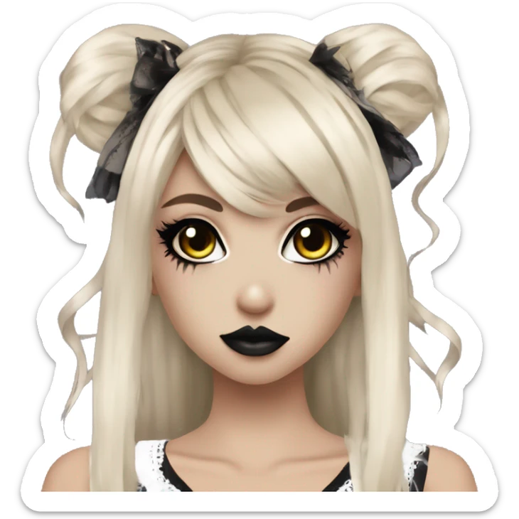 hime gyaru girl, goth, punk clothes, dark makeup sticker