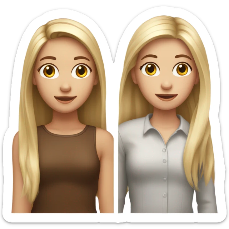 2 girls with long blonde hair and 1 girl with long brown hair sticker